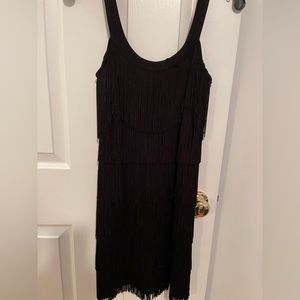 FRINGE! Vintage White House, Black market cocktail dress. All fringe!